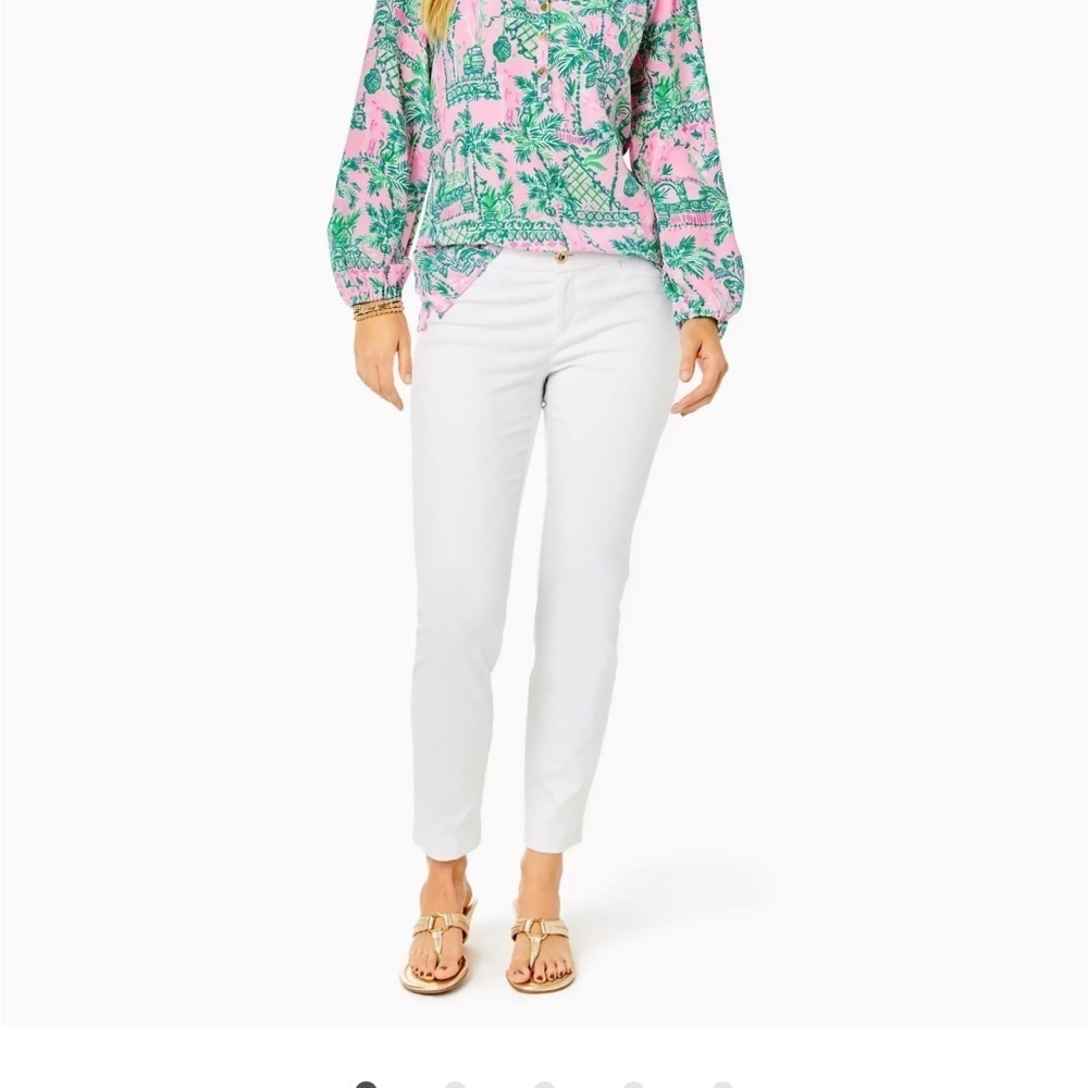 Lilly Pulitzer Kelly Textured Ankle Length Skinny Pant White Sz 4